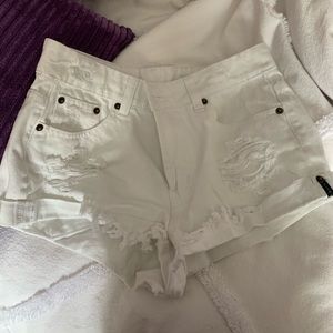White jean shorts